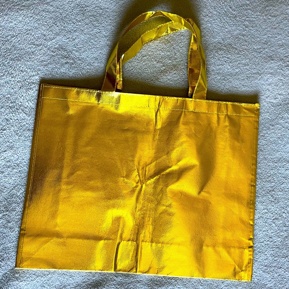 NWT Golden Glossy Reusable Shopping Bag